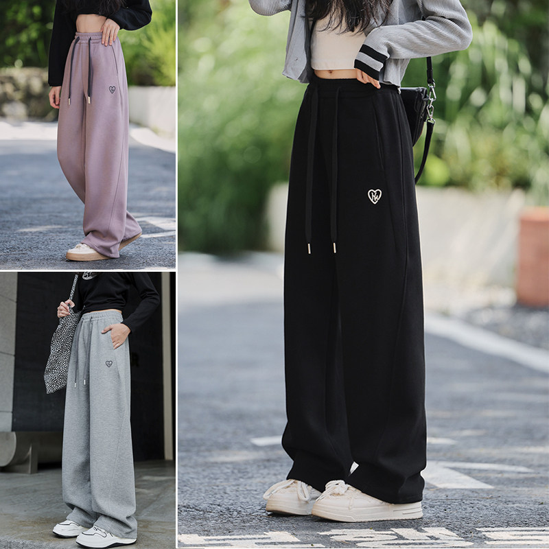 骄骄虎女童裤子2024春秋新款女大童初中生直筒裤卫裤运动长裤6328