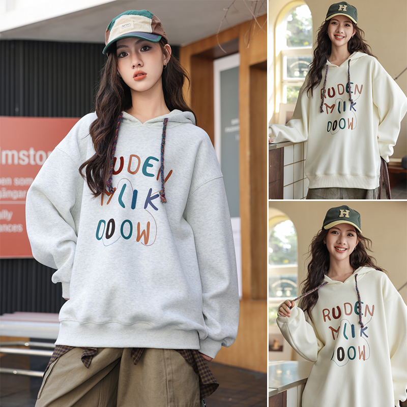 骄骄虎2025冬季新款女大童时尚舒适休闲保暖一体绒卫衣7478