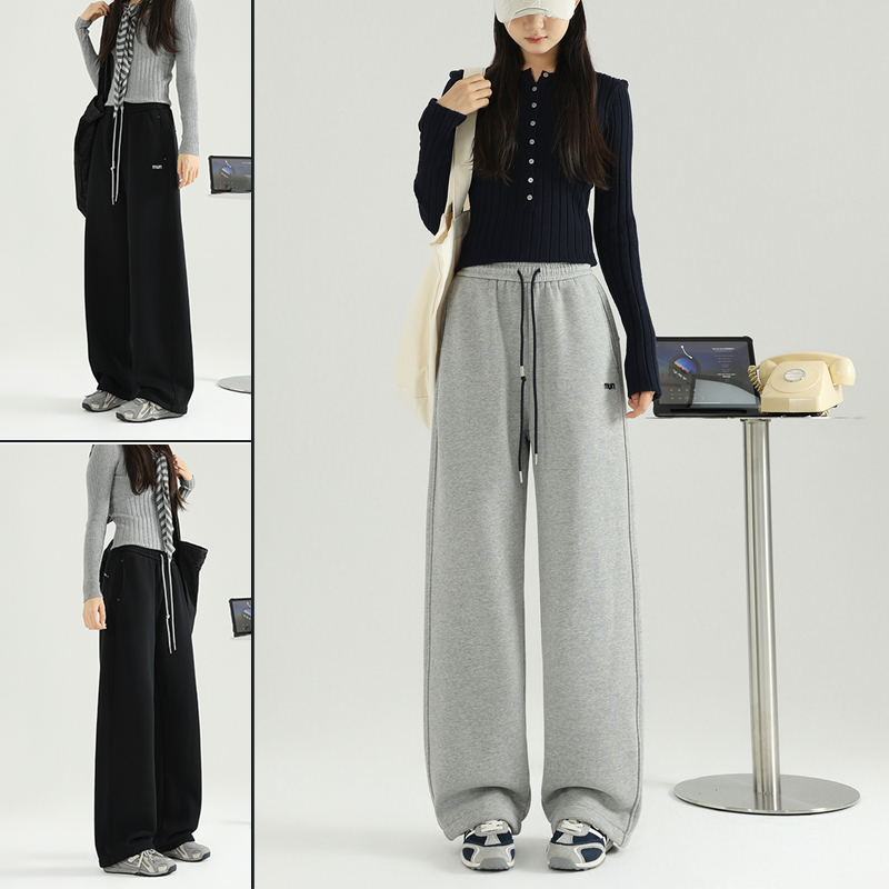 骄骄虎加绒卫裤2025冬季新款初中生高中生一体绒长裤直筒裤7458