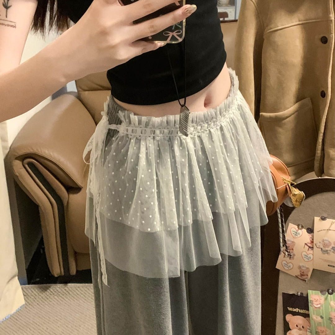 腰封裙帘爵士舞屁帘网纱装饰绑带MINI短裙女叠穿蕾丝小众芭蕾穿搭
