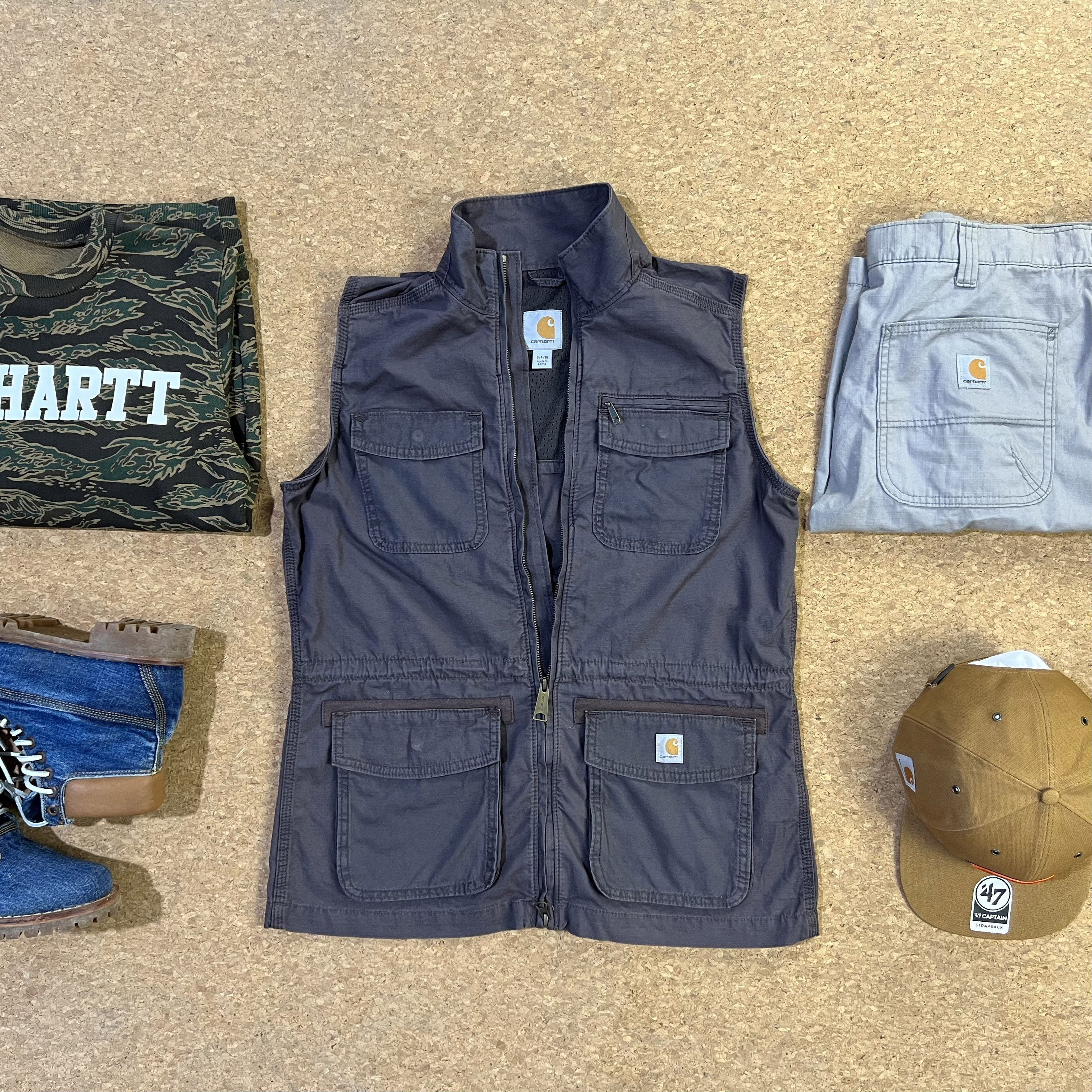 carhartt 经典卡哈特主线帆布工装夹克美式咔叽水洗帆布休闲马甲