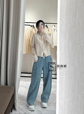 意大利代小香风FARI 25春夏女士羊绒开衫外套重工钉珠圆领针织衫