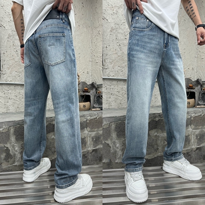 春夏男士四面弹加长直筒牛仔裤