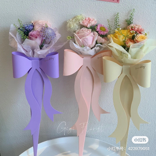 教师节单支花盒玫瑰花束包装袋鲜花袋仙女棒手提插花盒蝴蝶花盒