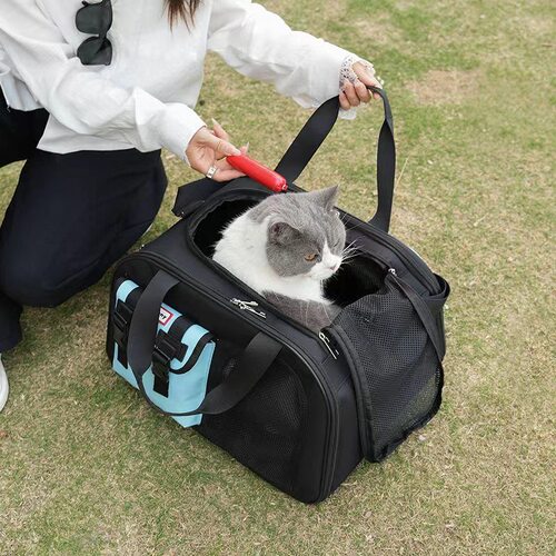 ASGONY猫包外出便携车载猫咪手提包折叠宠物可扩展外出斜挎包