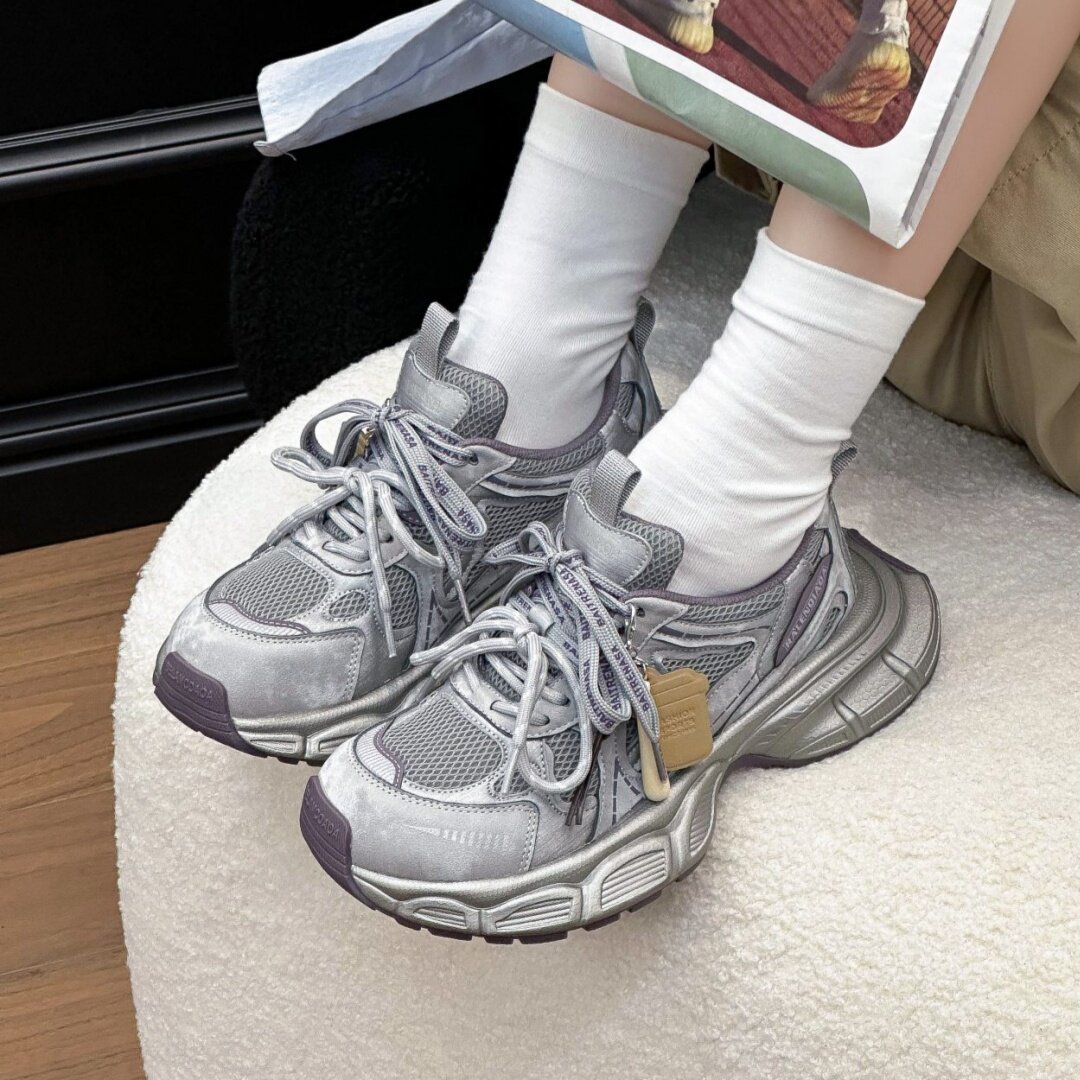 厚底增高老爹鞋女2026春季新款时尚百搭轻便显脚小网面休闲松糕鞋