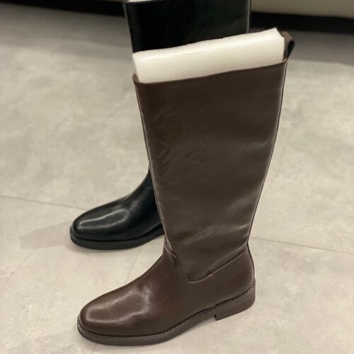 秋冬新款显腿长方跟高筒骑士靴女
