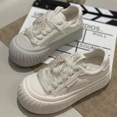 女2025春季 新款 韩版 真皮丑萌洋气小白鞋 厚底松糕休闲运动学生板鞋