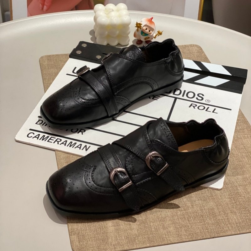 英伦风真皮方头皮带扣乐福鞋女2026平底百搭复古布洛克扣带小皮鞋,女鞋,时尚休闲鞋,淘宝优惠券,粉丝福利购,淘宝优惠卷