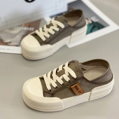 两穿单鞋 软底 2023春夏新款 真皮复古做旧板鞋 女厚底透气运动休闲鞋