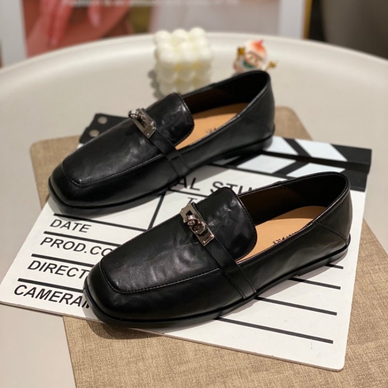 英伦风浅口乐福鞋女2026平底方头日常通勤金属搭扣百搭休闲小皮鞋,女鞋,时尚休闲鞋,淘宝优惠券,粉丝福利购,淘宝优惠卷