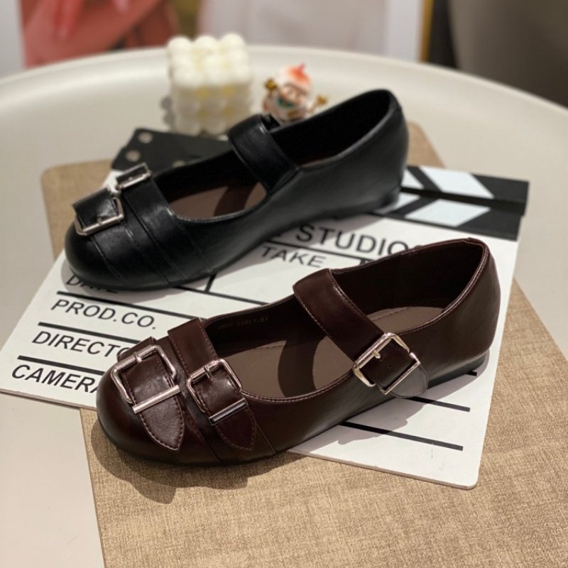 法式复古风双扣带玛丽珍鞋女2026浅口圆头平底防滑舒适百搭休闲鞋,女鞋,时尚休闲鞋,淘宝优惠券,粉丝福利购,淘宝优惠卷
