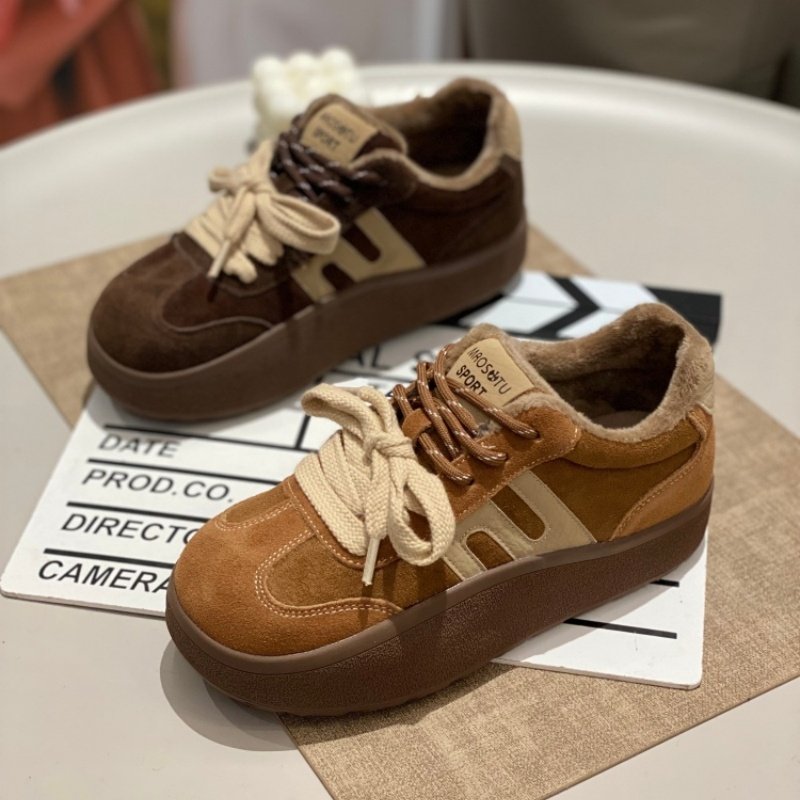 复古德训鞋女2025冬季新款磨砂厚底软底双鞋带平底百搭加绒休闲鞋,女鞋,时尚休闲鞋,淘宝优惠券,粉丝福利购,淘宝优惠卷