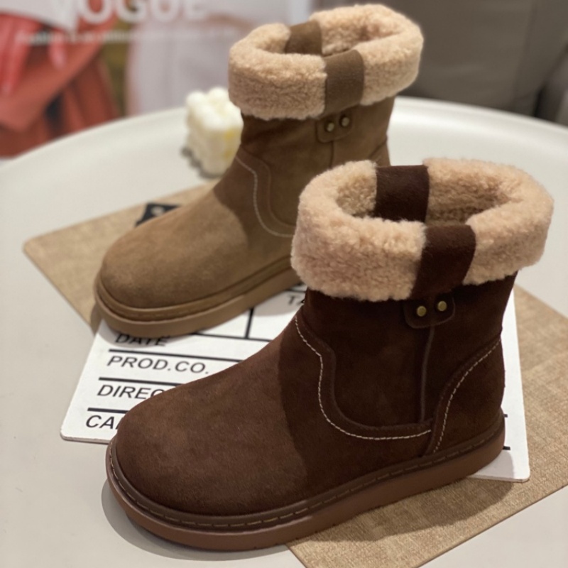 无注册商标翻边雪地靴冬季保暖