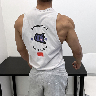 纯棉质感面料!全棉背心无袖T恤肌肉男体育生潮运动健身海滩显身材
