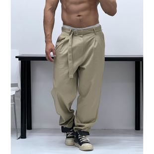 休闲裤 微收脚全棉长裤 显腿长春秋潮 纯棉好面料直筒修身 自带腰带