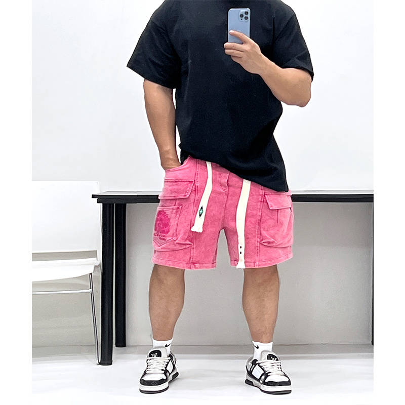 水洗扎染重磅纯棉宽松多袋短裤潮