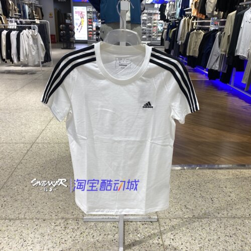 adidas女款通勤条纹短袖T恤