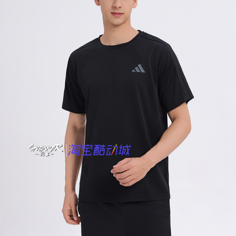 阿迪达斯透气男女情侣短袖T恤