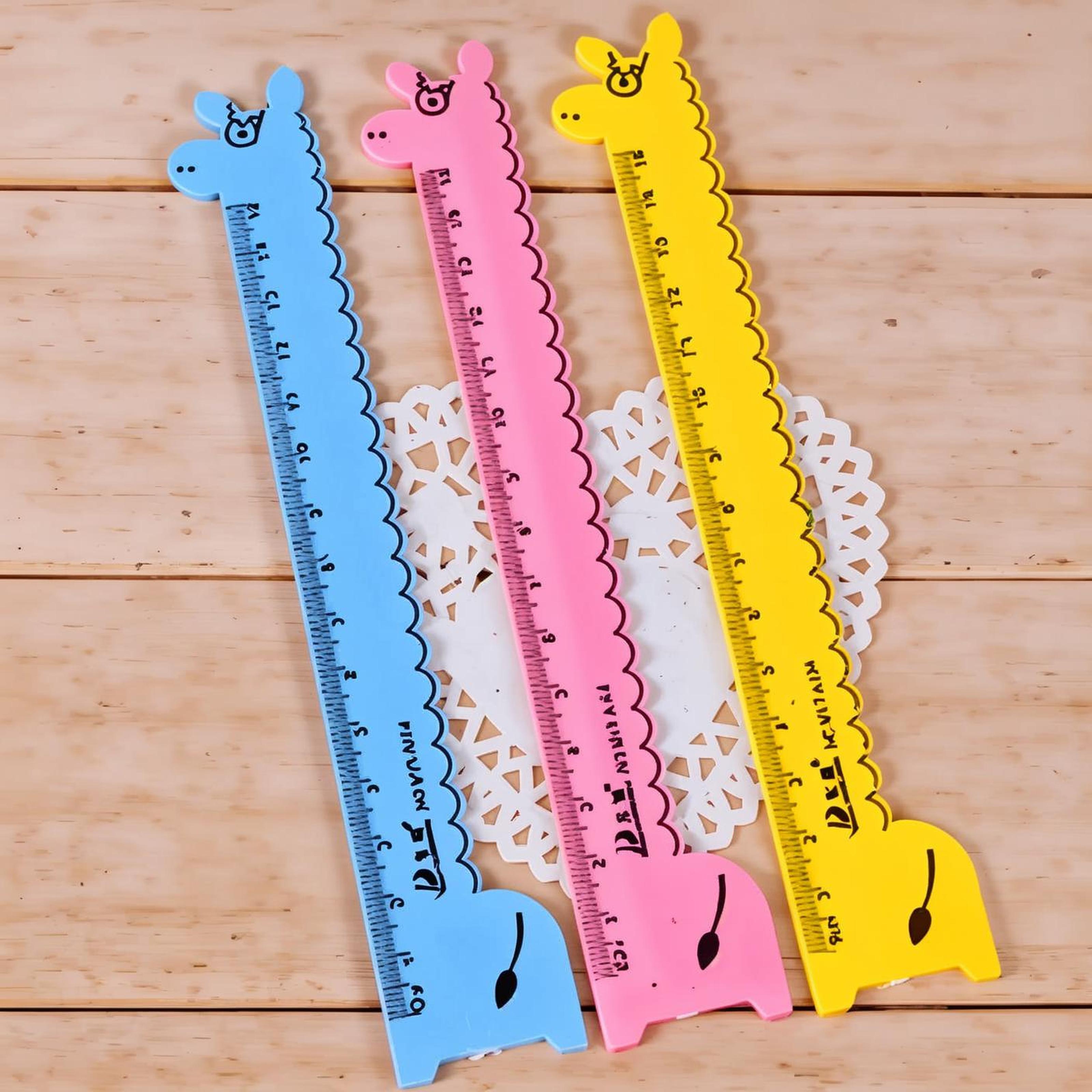卡通长颈鹿直尺 学生塑料尺子15cm 卡通文具学习用品画图工具奖品