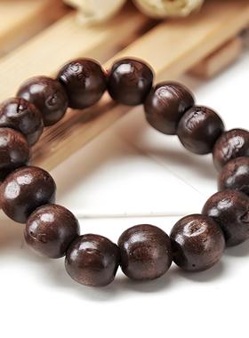 黑咖色木制手串复古民族风佛珠手串男士素圈手链文玩礼品
