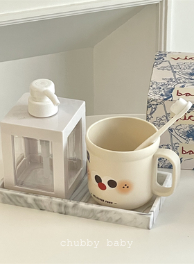 chubbybaby*简约ins风高颜值硅胶材质大理石花纹浴室首饰收纳托盘