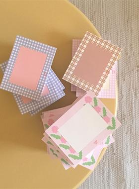 chubby baby*定制ins法式复古小清新格子郁金香花朵便签本