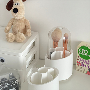 chubbybaby*颜值很能打~带盖隔绝灰尘透明可视款旋转化妆刷收纳筒