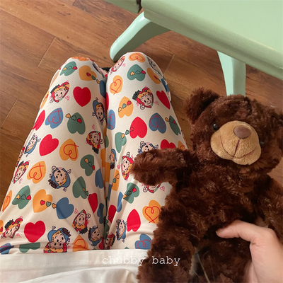 chubbybaby*超可爱美式复古童趣满满爱心可外穿百搭遛弯裤家居裤