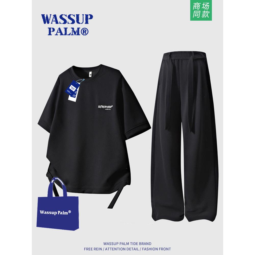 WASSUP PALM运动服套装男夏2025新款青少年男装帅气学生潮流套装