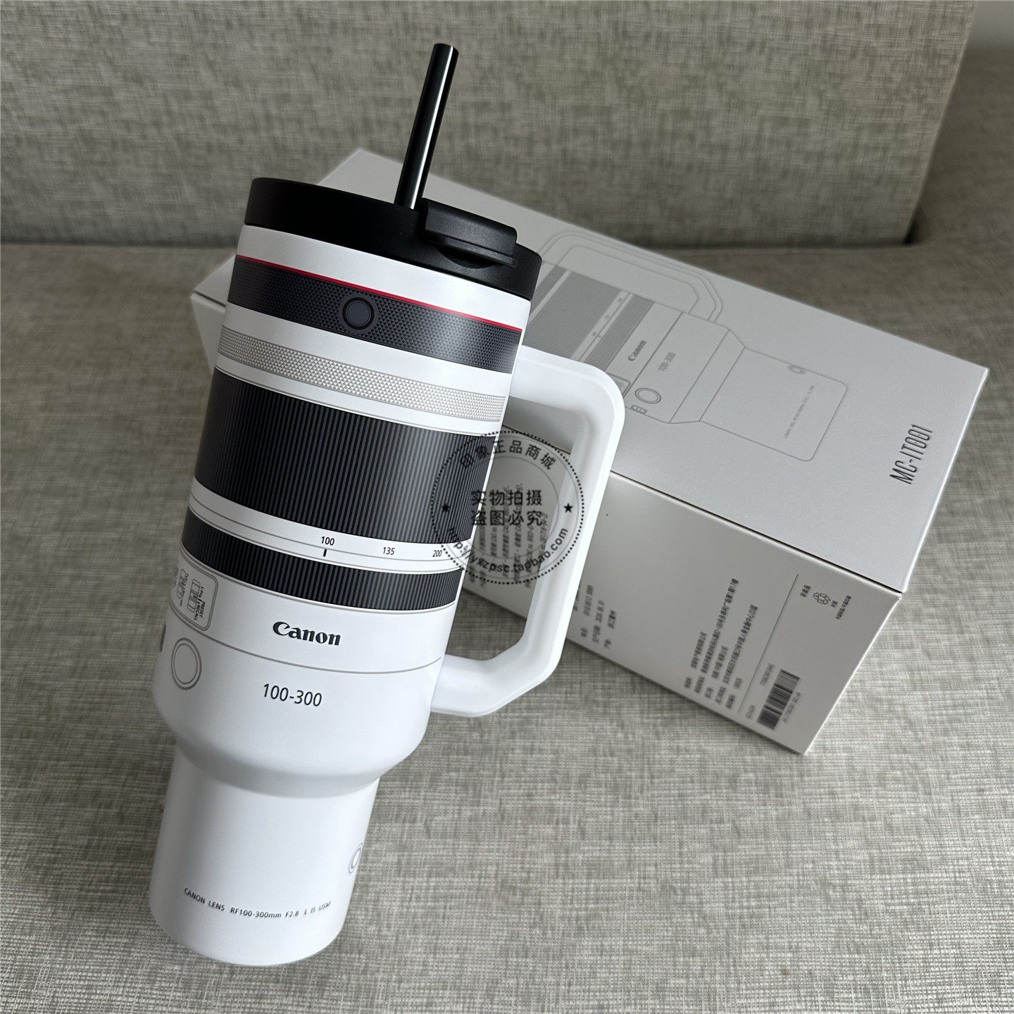 佳能保温杯个性镜头RF100-300吸管杯大容量便捷创意水杯车载杯子