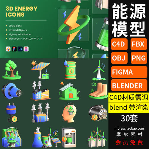 能源环保素材新模型blenerCobj节能MX立体太阳能fb