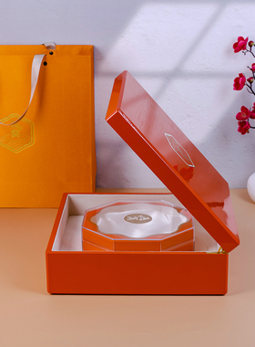 橙色燕窝包装盒高档烤漆木盒溯源码100克250克八角内盒礼品盒空盒