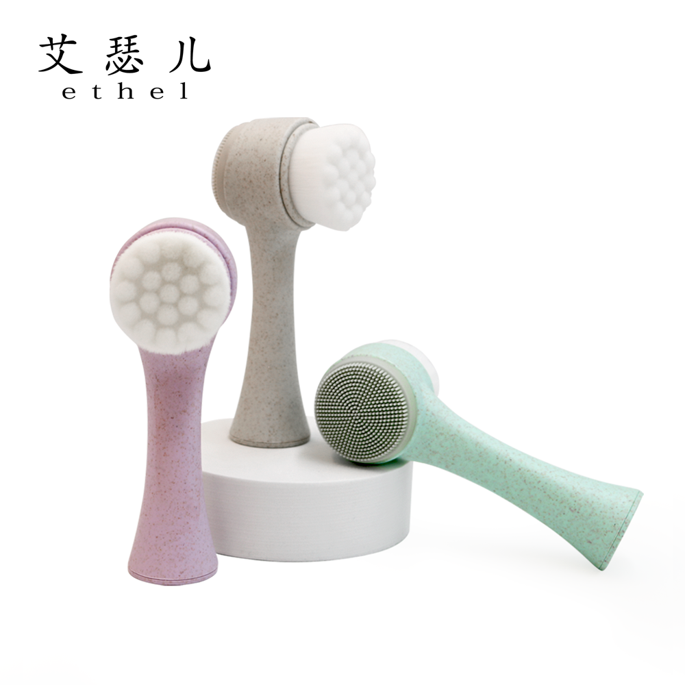 清新麥秸稈洗臉?biāo)㈦p面硅膠按摩洗臉?biāo)h(huán)保材質(zhì)