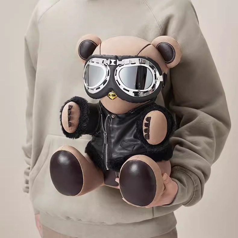 BUERBEAR布尔熊 Kiddo机车骑士抱抱熊玩偶毛绒潮流玩具节日礼物