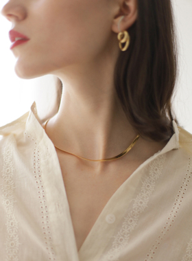 NICETO 法式蛇骨扁金choker锁骨链项链简约项圈锁骨链