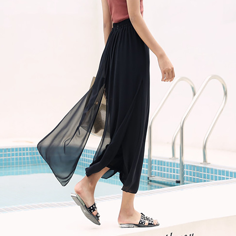 小个子女装150cm显高XS码2019夏装垂感雪纺假两件黑色九分阔腿裤在类目 女装/女士精品, 裤子, 休闲裤中 - 来自Buy2taobao.com提供专业的淘宝代购服务