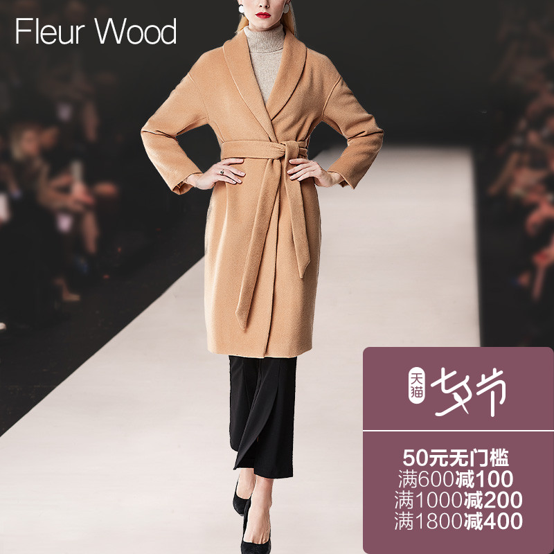 FLEUR WOODÇﶬпîÅ®×°Å·ÃÀÐÞÉí´ó·ÁìϵÑü´øÖг¤¿îÃ«ÄØÍâÌ×´óÒÂ