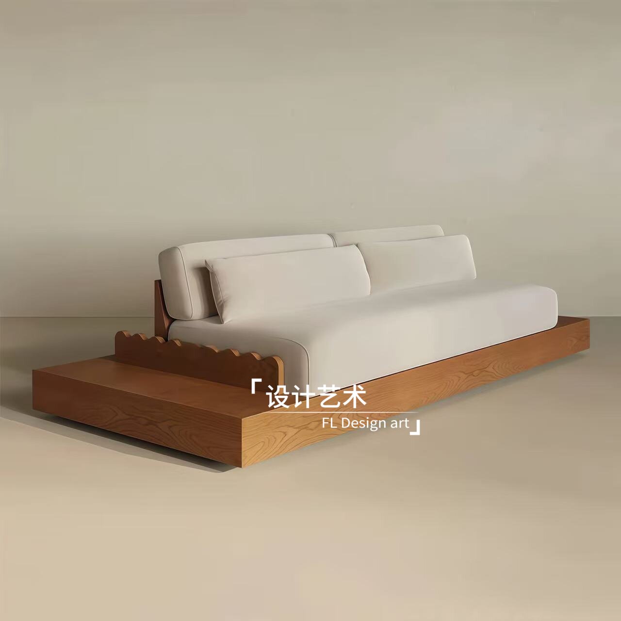 现代简约实木沙发中古风可移动储物布艺坐垫可定制直排沙发长条凳