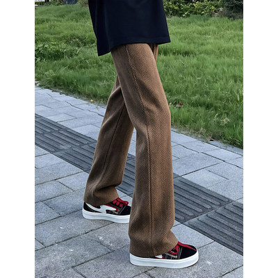 麦穗纹美拉德裤子男款秋季潮牌