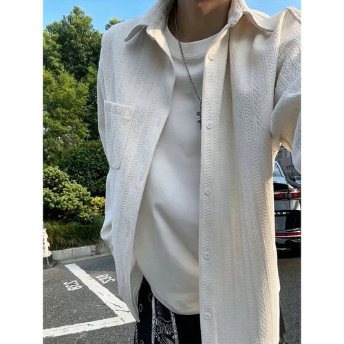 老钱风麦穗纹长袖衬衫男款秋季