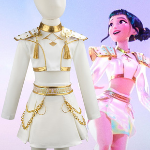 猎魔女团战士服K-POP佐伊打歌白色表演服套装偶像上衣短裤两件套