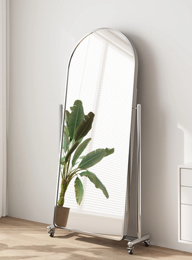 镜子全身镜可移动穿衣镜服装店试衣镜家用不锈钢落地镜子超白银镜