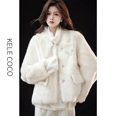 KELECOCO芭莎全羊毛皮草外套女