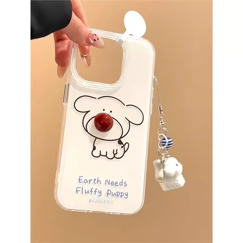 适用线条狗狗苹果16E手机壳iPhone15promax专用14plus外壳13爆款12硅胶11可爱8新款少女心7防摔xsmax保护套6s