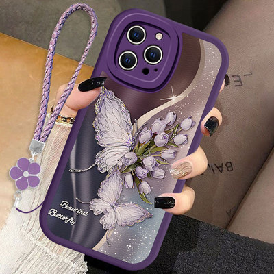 适用苹果系列郁金香蝴蝶手机壳