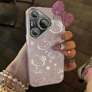 适用HelloKitty凯蒂猫华为pura70pro 手机壳Ultra女p60art羽纱p50E可爱p40镜头膜30蝴蝶结全包防摔保护套新款