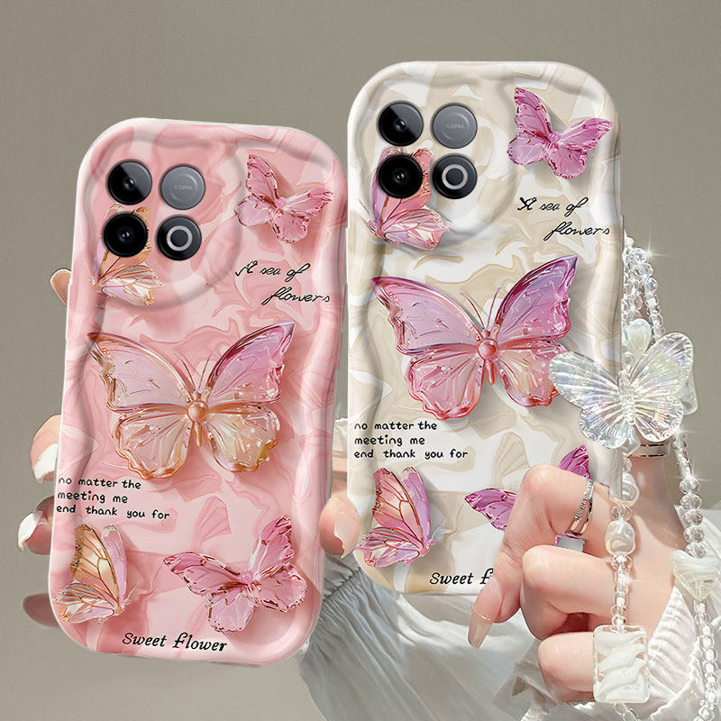 适用英文蝴蝶IQOOz10turboPRO手机壳Z9turbo+轻奢风z8x硅胶z7全包防摔z5保护套z3新款z1x女创意ins风爆款奢华