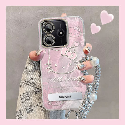 适用猫红米note14pro+手机壳13R电镀12羽纱11全包10防摔9保护套turob4pro少女3新款redmi可爱卡通自带挂绳