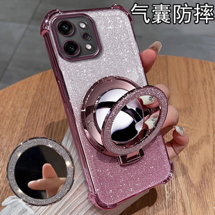 适用电镀四角防摔oppoReno14手机壳13全包12自带11镜子10支架9少女8pro+新款7se专用6保护套ins风5奢华4简约